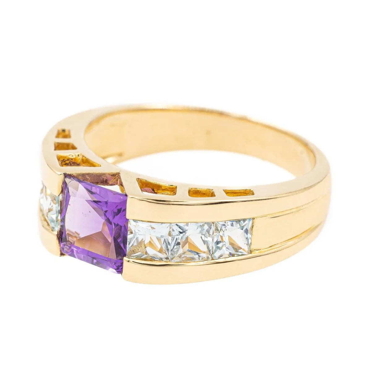 Bague Or jaune Améthyste - Image 3