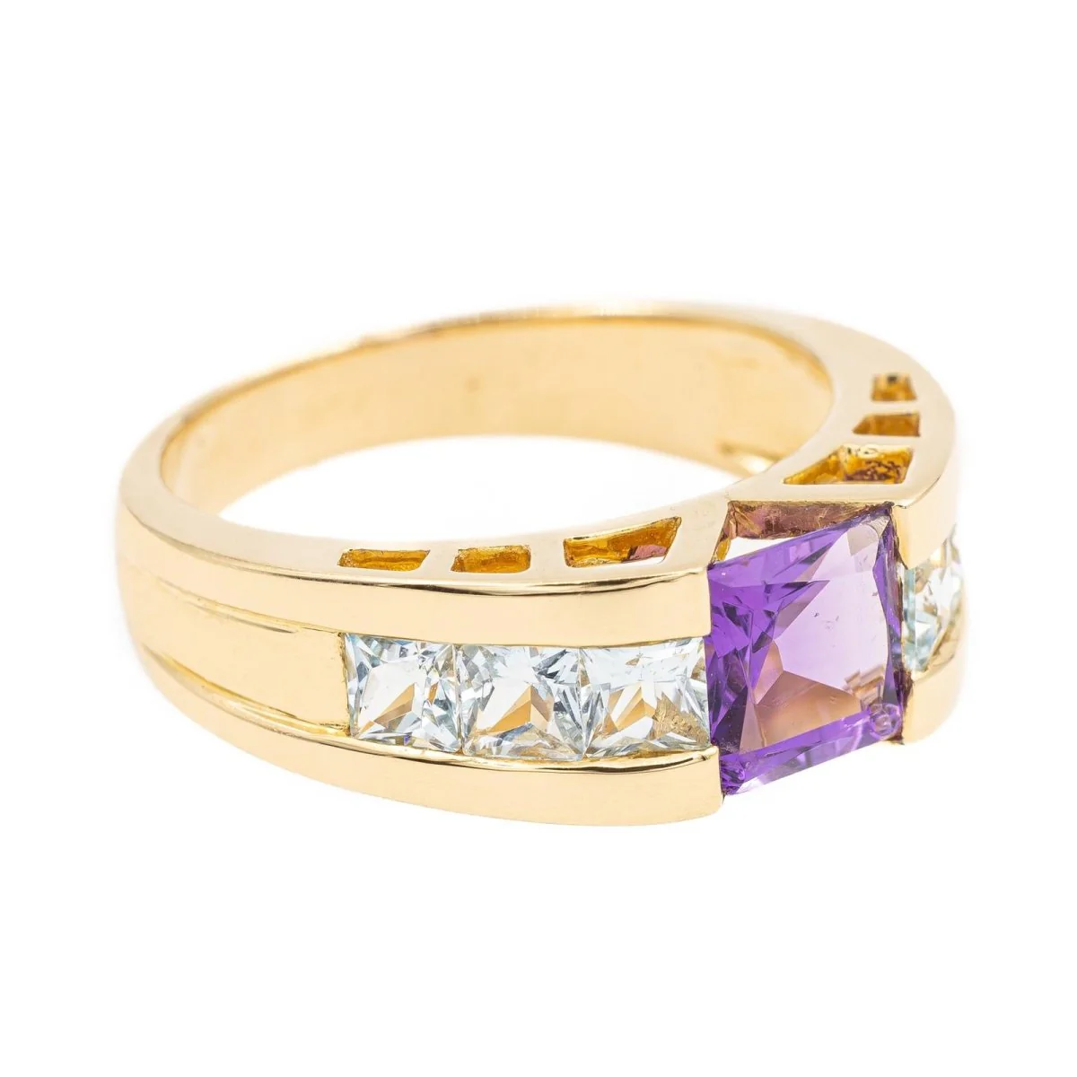 Bague Or jaune Améthyste - Image 7