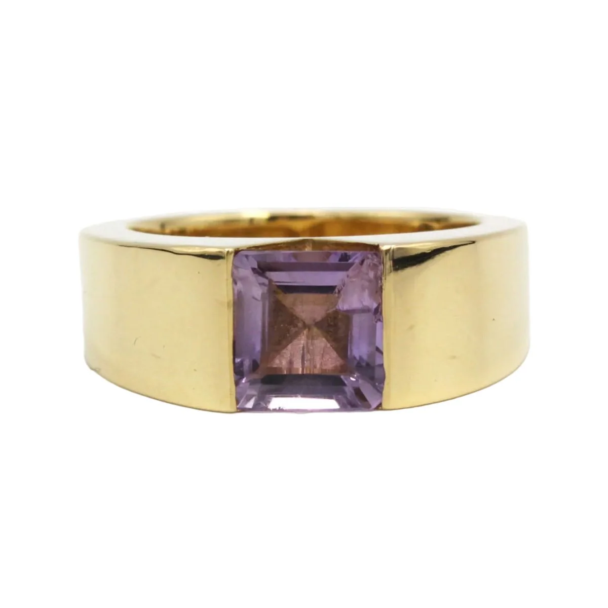Bague Bandeau en or jaune et améthyste