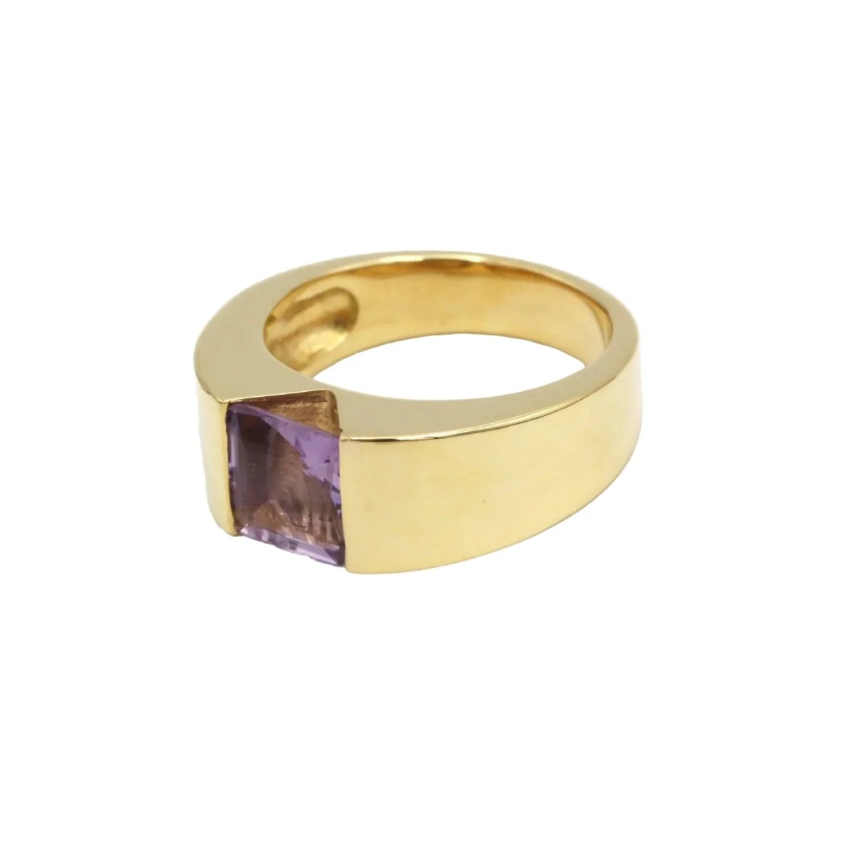 Bague Bandeau en or jaune et améthyste - Image 3