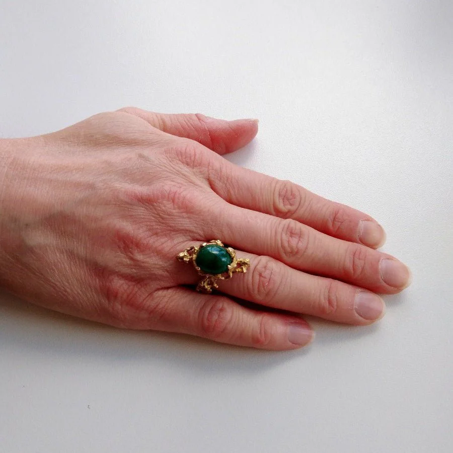 Bague Cocktail en or jaune et aventurine - Image 2