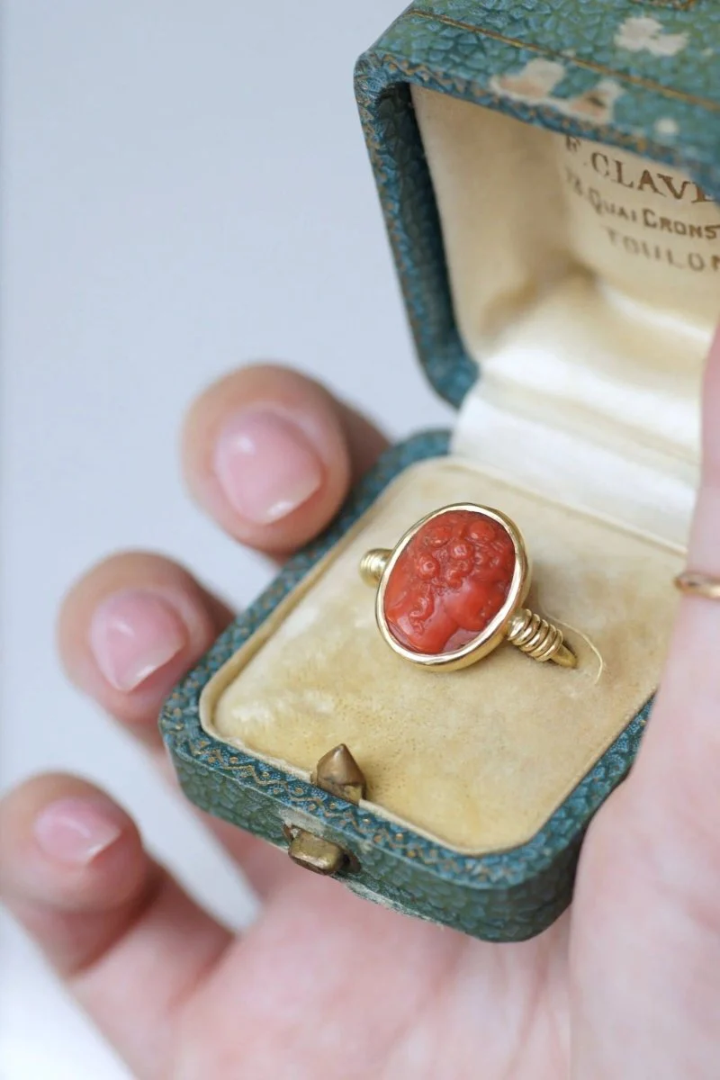Bague style antique camée corail - Image 10