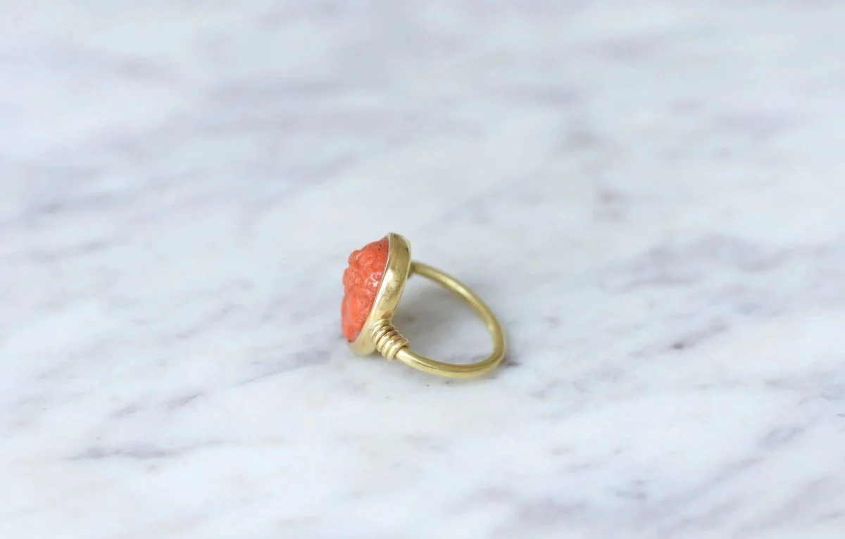 Bague style antique camée corail - Image 4