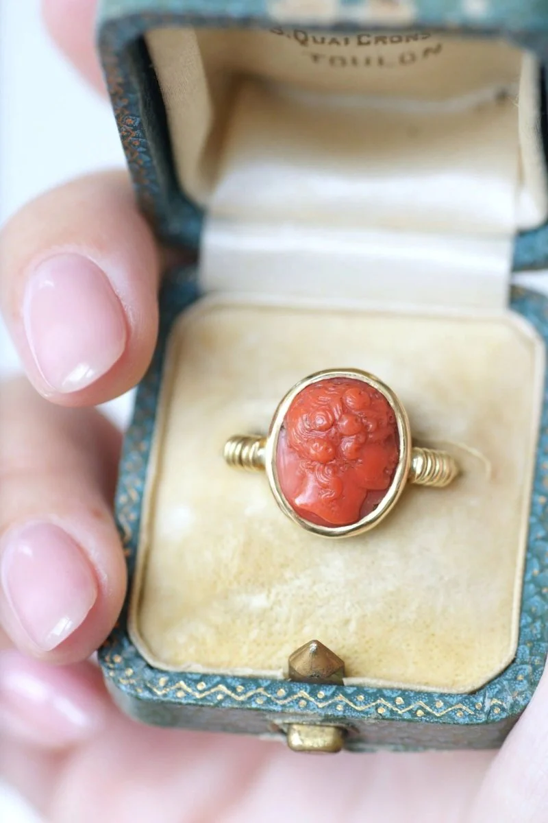 Bague style antique camée corail - Image 5