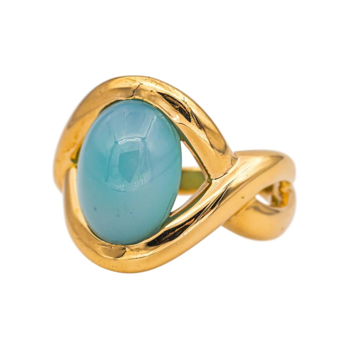 Bague en or jaune et chrysoprase - Image 3