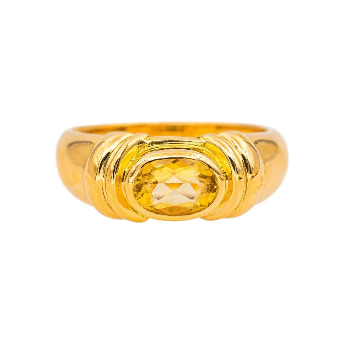 Bague Jonc en or jaune et citrine