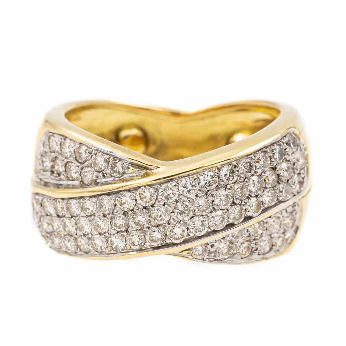 Bague Bandeau en or jaune et diamants