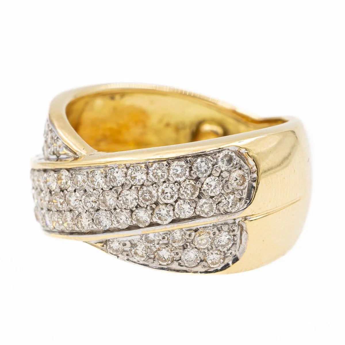 Bague Bandeau en or jaune et diamants - Image 2