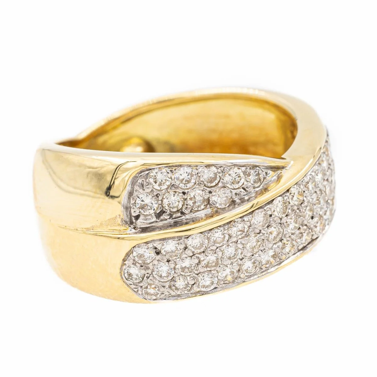 Bague Bandeau en or jaune et diamants - Image 6