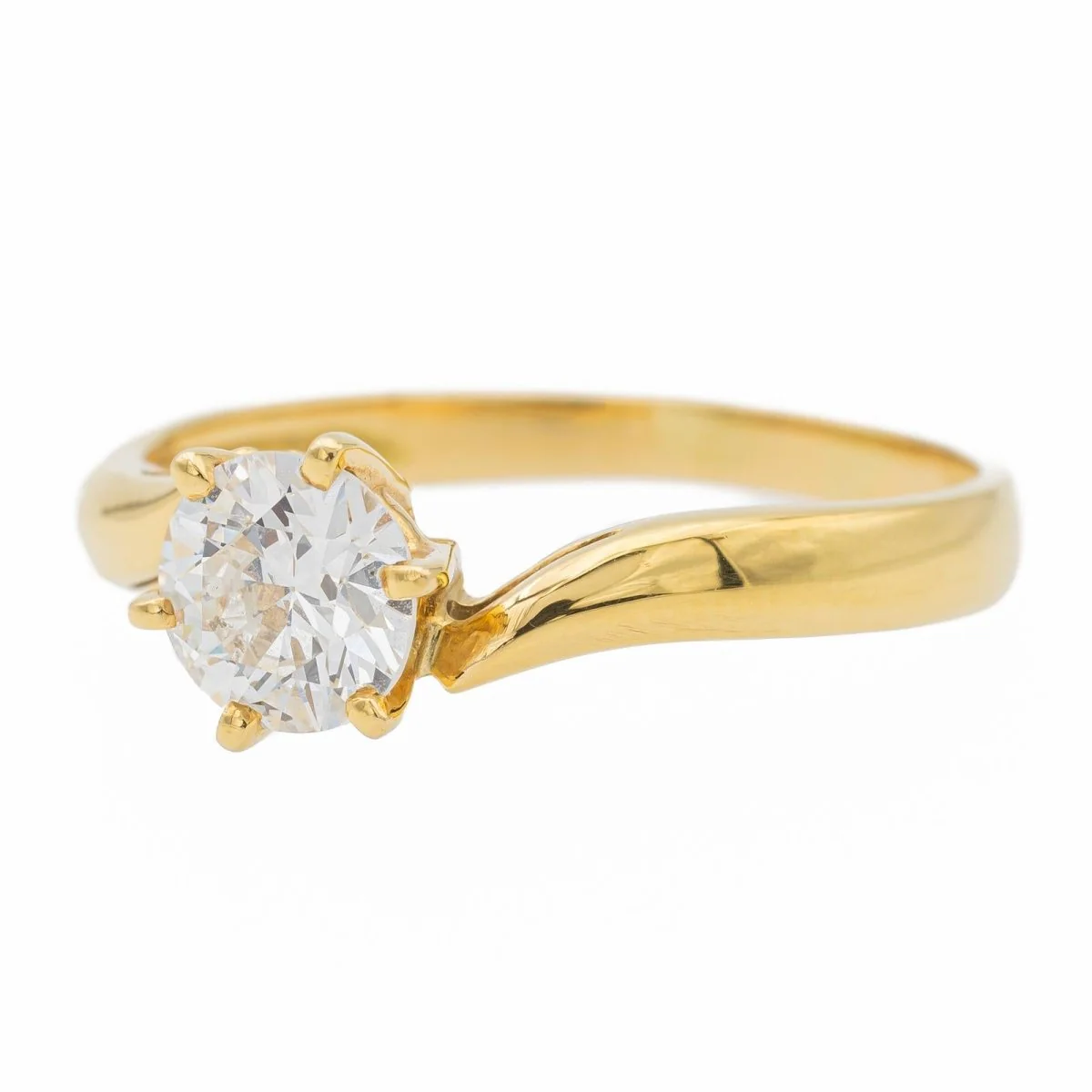 Bague Solitaire en or jaune et diamant - Image 3