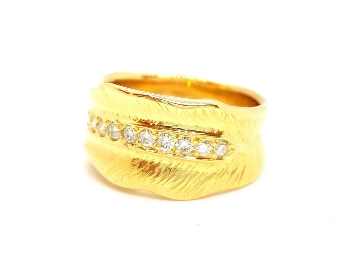 Bague Bandeau en or jaune et diamant - Image 3