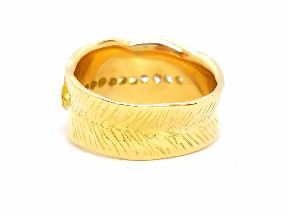Bague Bandeau en or jaune et diamant - Image 5