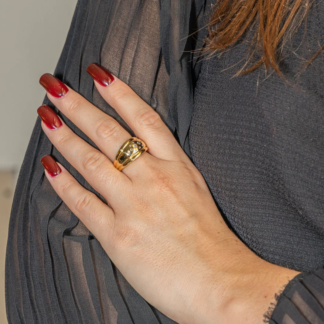 Bague Bandeau en or jaune et diamant - Image 2