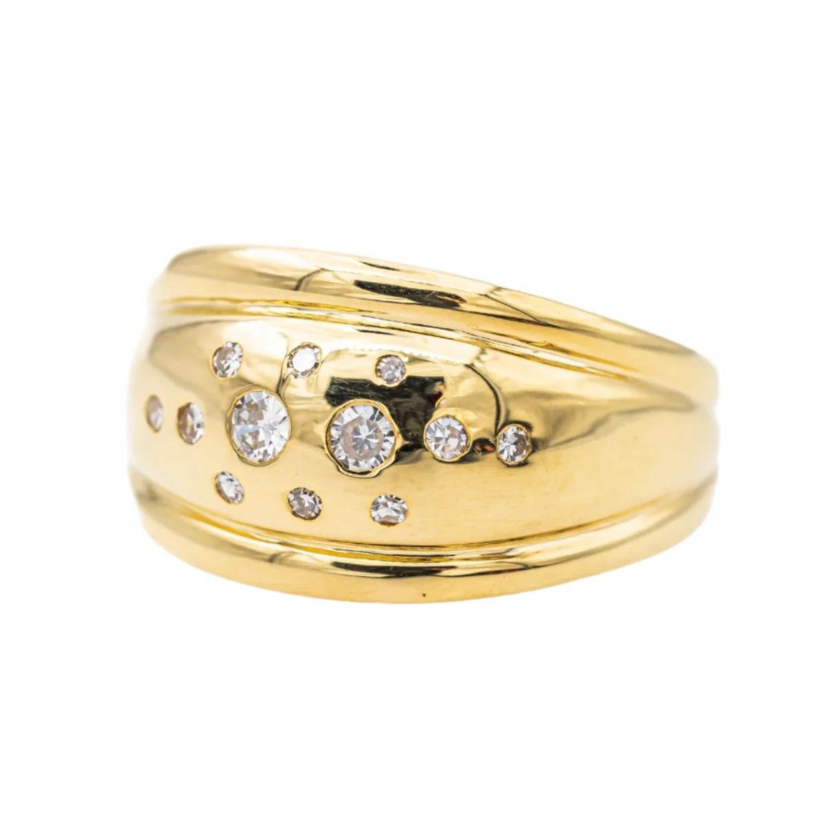 Bague Bandeau en or jaune et diamant - Image 3