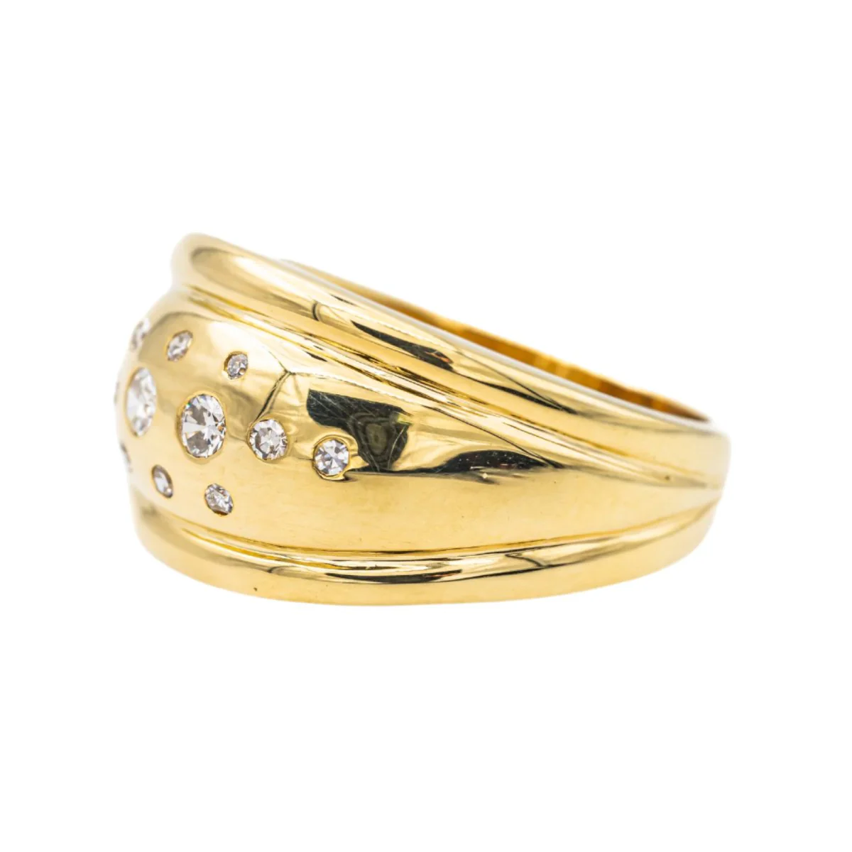 Bague Bandeau en or jaune et diamant - Image 4
