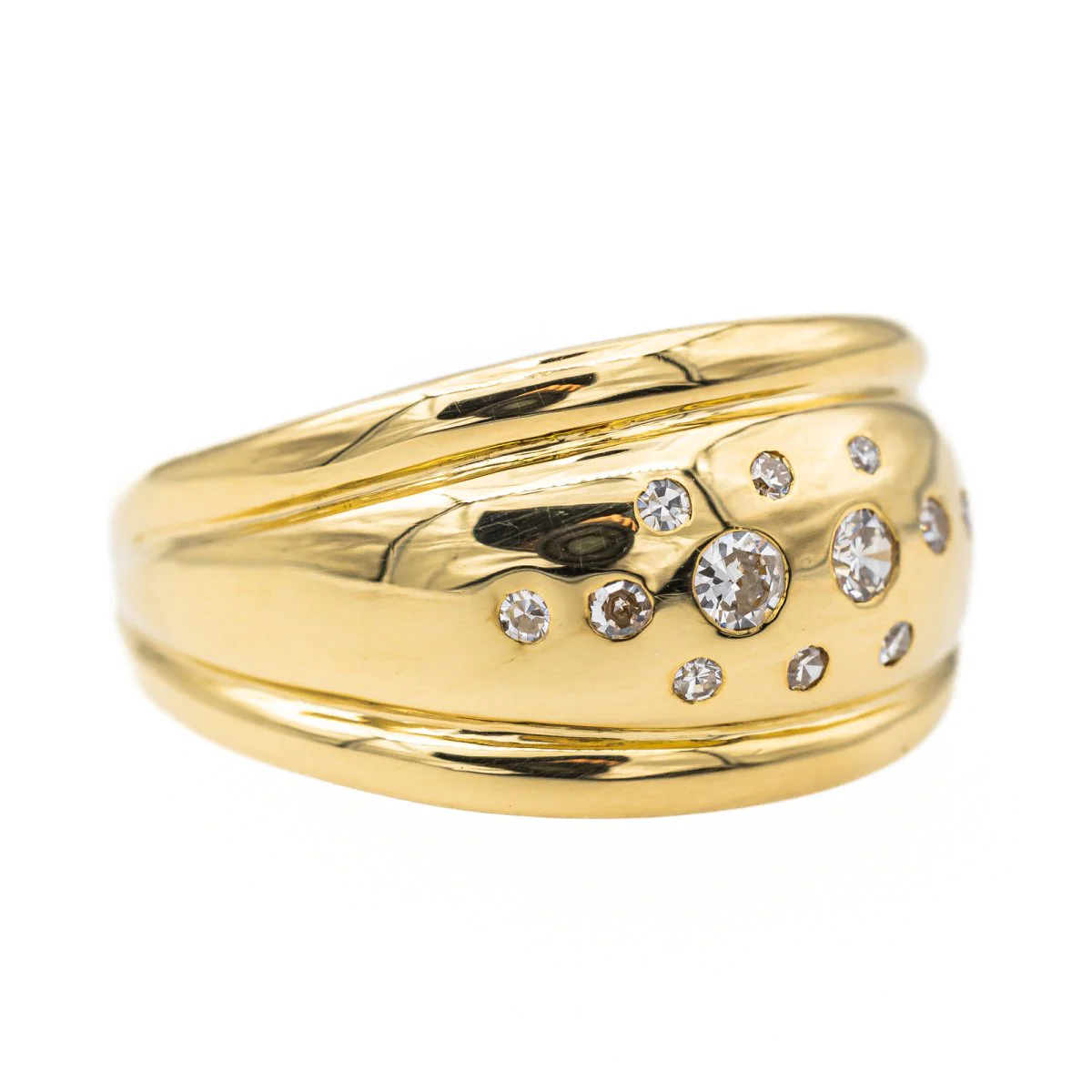 Bague Bandeau en or jaune et diamant - Image 7