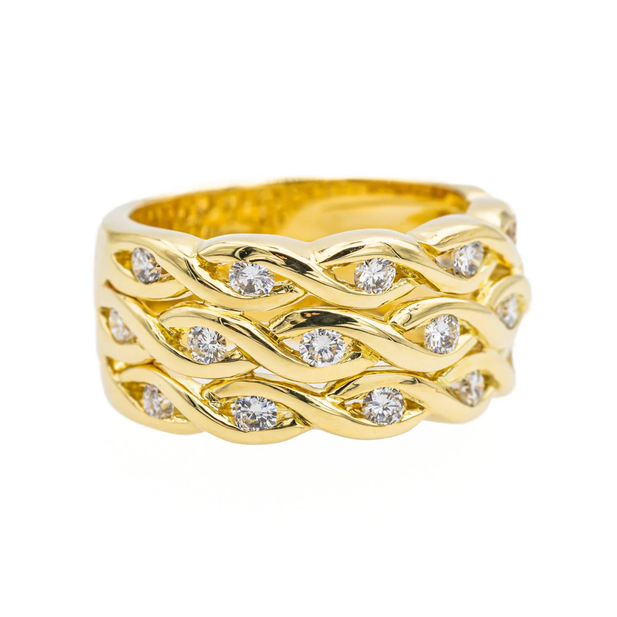 Bague Bandeau en or jaune et diamants - Image 6
