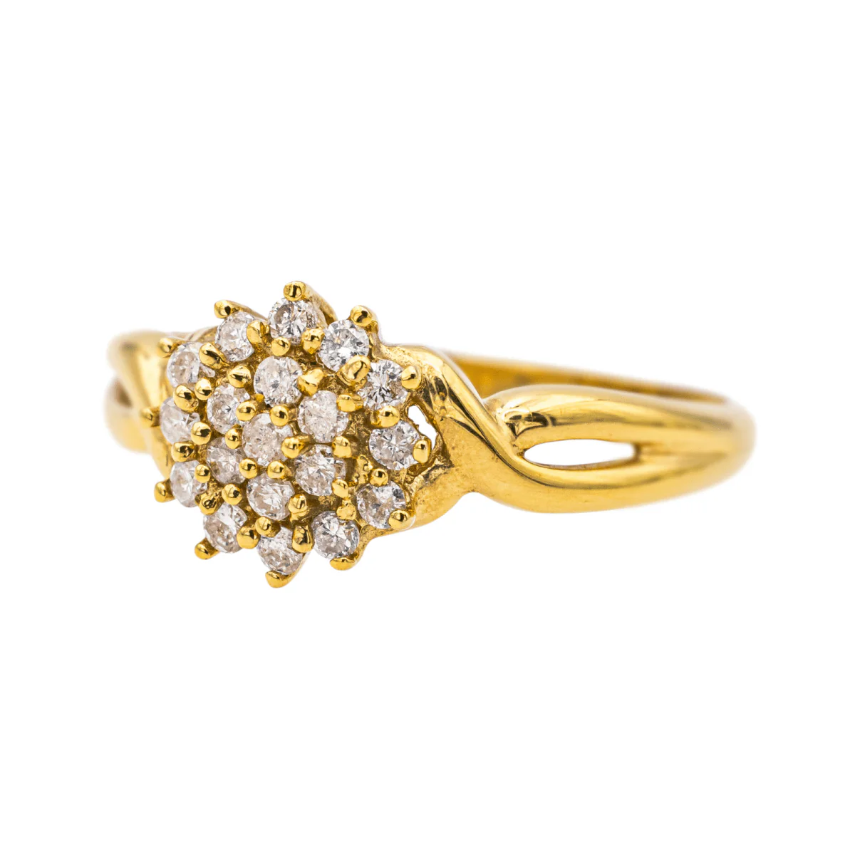 Bague Solitaire en or jaune et diamants - Image 3