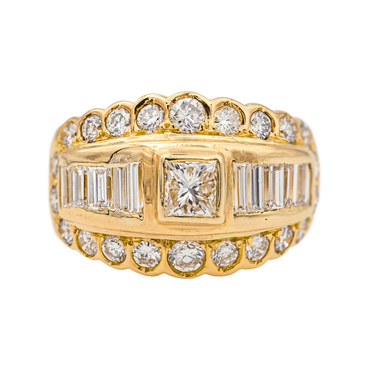 Bague Dôme en or jaune et diamants