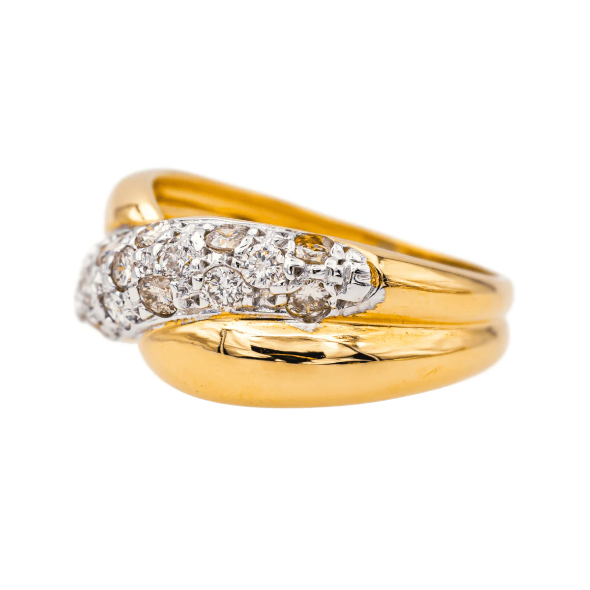 Bague Alliance en or jaune, or blanc et diamants - Image 4