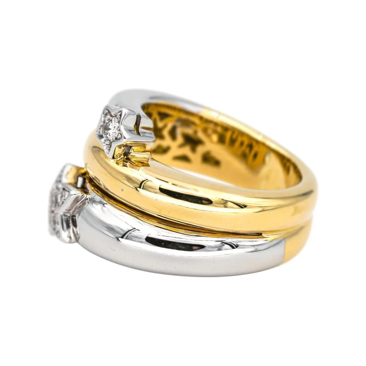 Bague Toi & Moi en or blanc, or jaune et diamants - Image 4