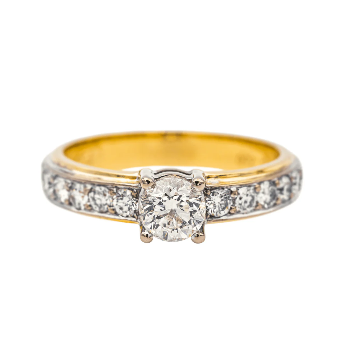 Bague en or jaune, or blanc et diamants