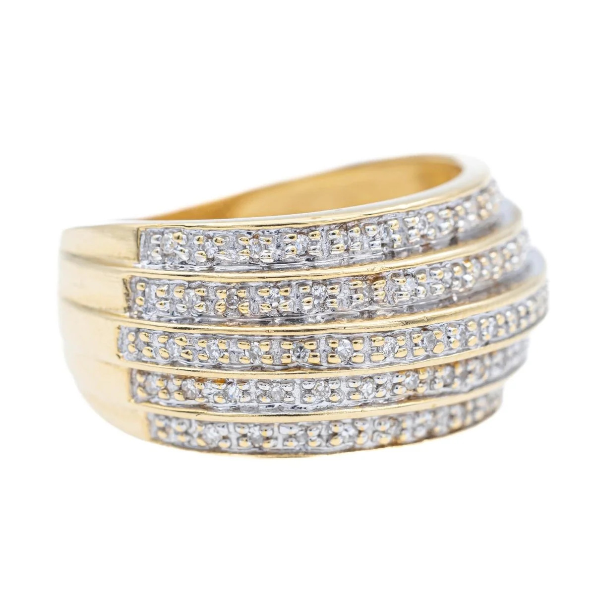 Bague Jonc en or jaune et diamants - Image 6