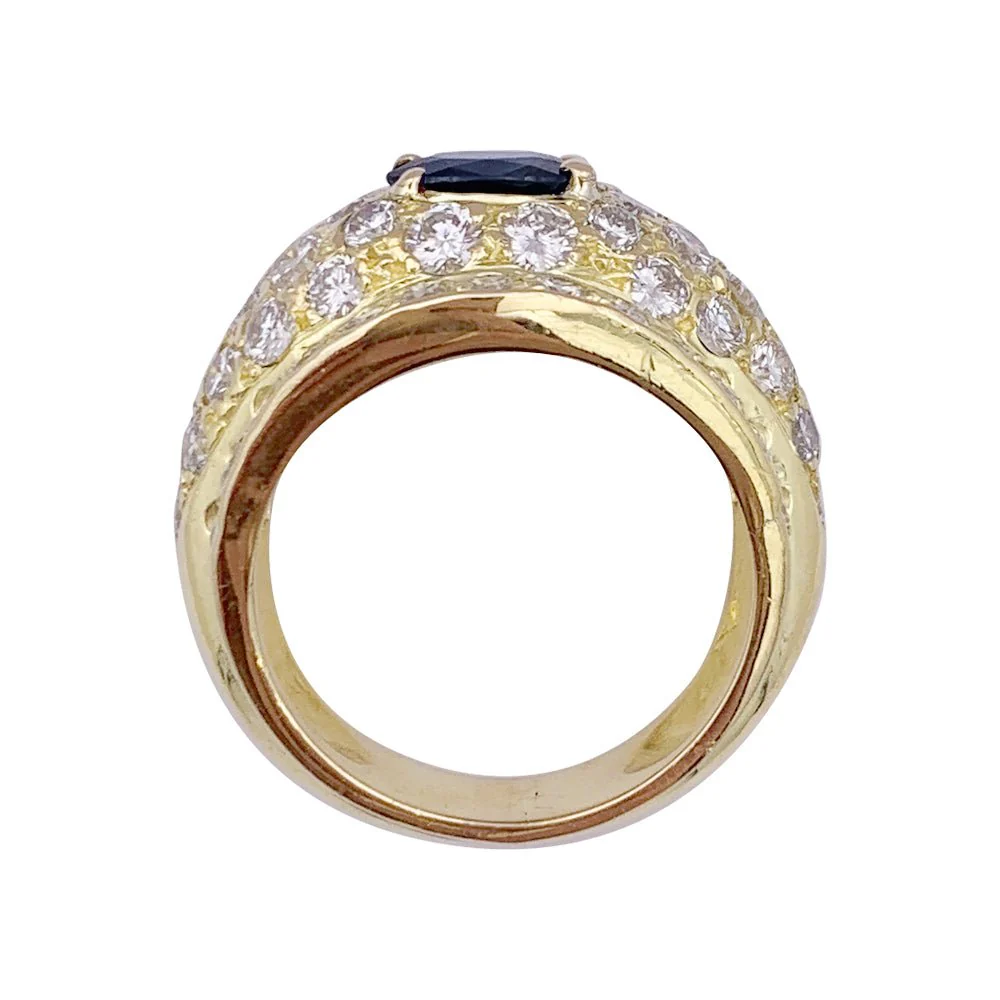 Bague en or jaune, saphir et diamants - Image 5