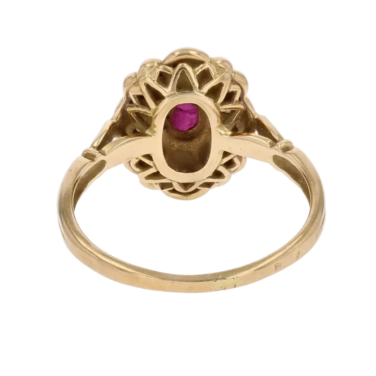 Bague Marguerite en or jaune, rubis et diamants - Image 4