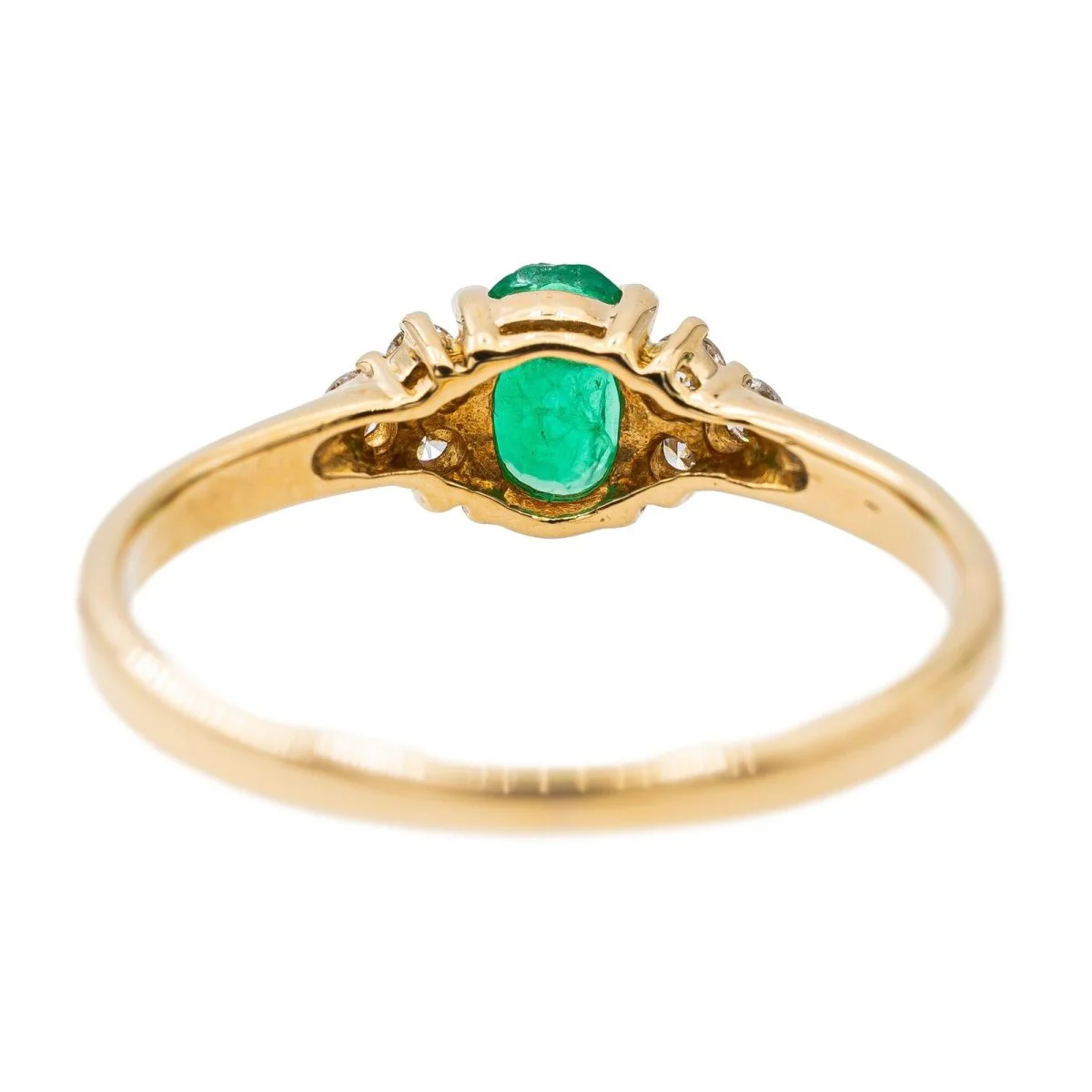 Bague en or jaune, émeraude, et diamant - Image 5
