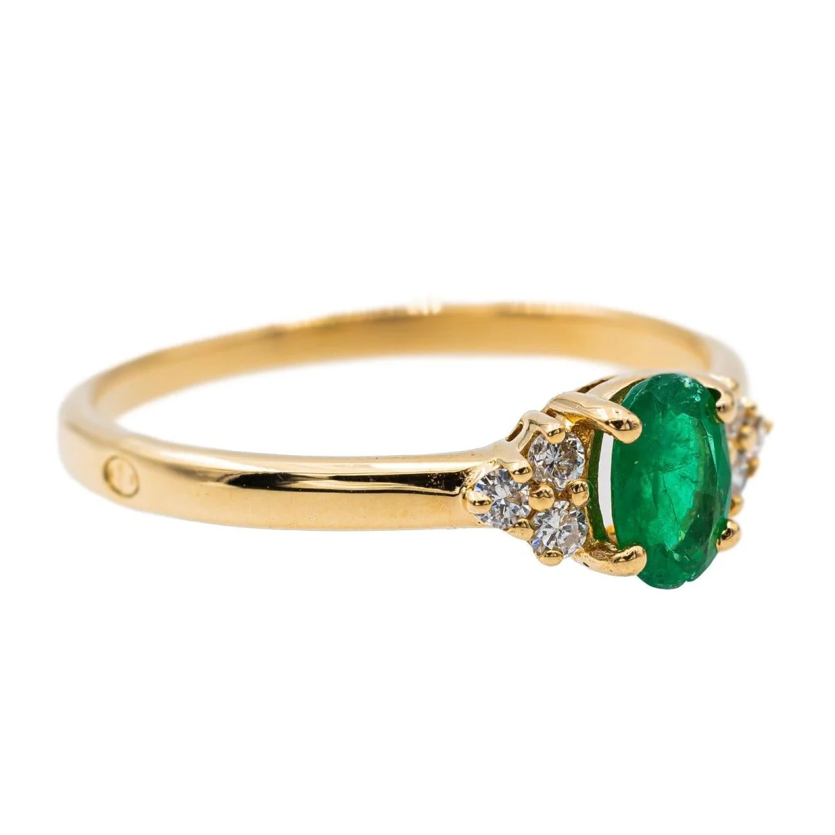 Bague en or jaune, émeraude, et diamant - Image 7