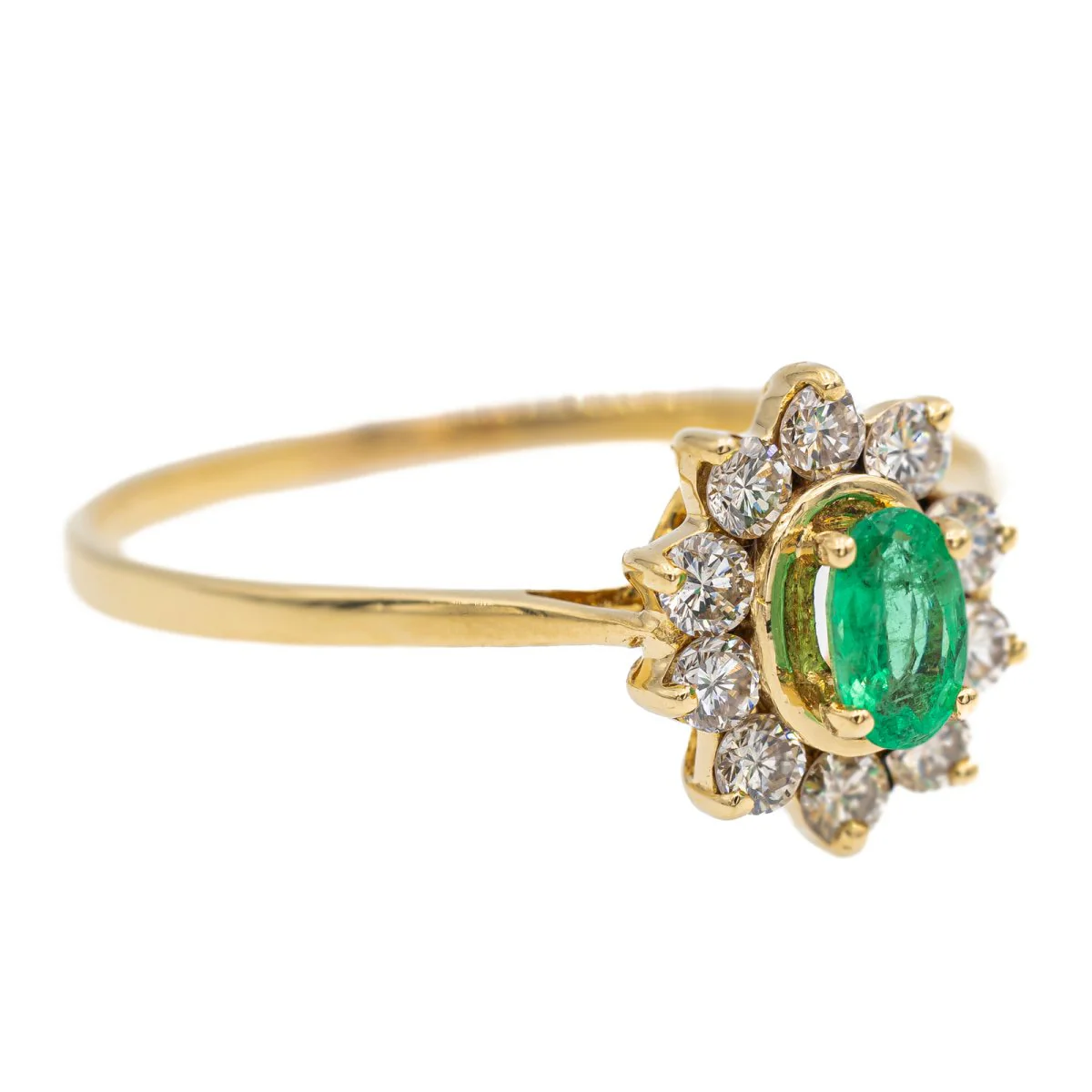Bague marguerite en or jaune, émeraude et diamant - Image 7