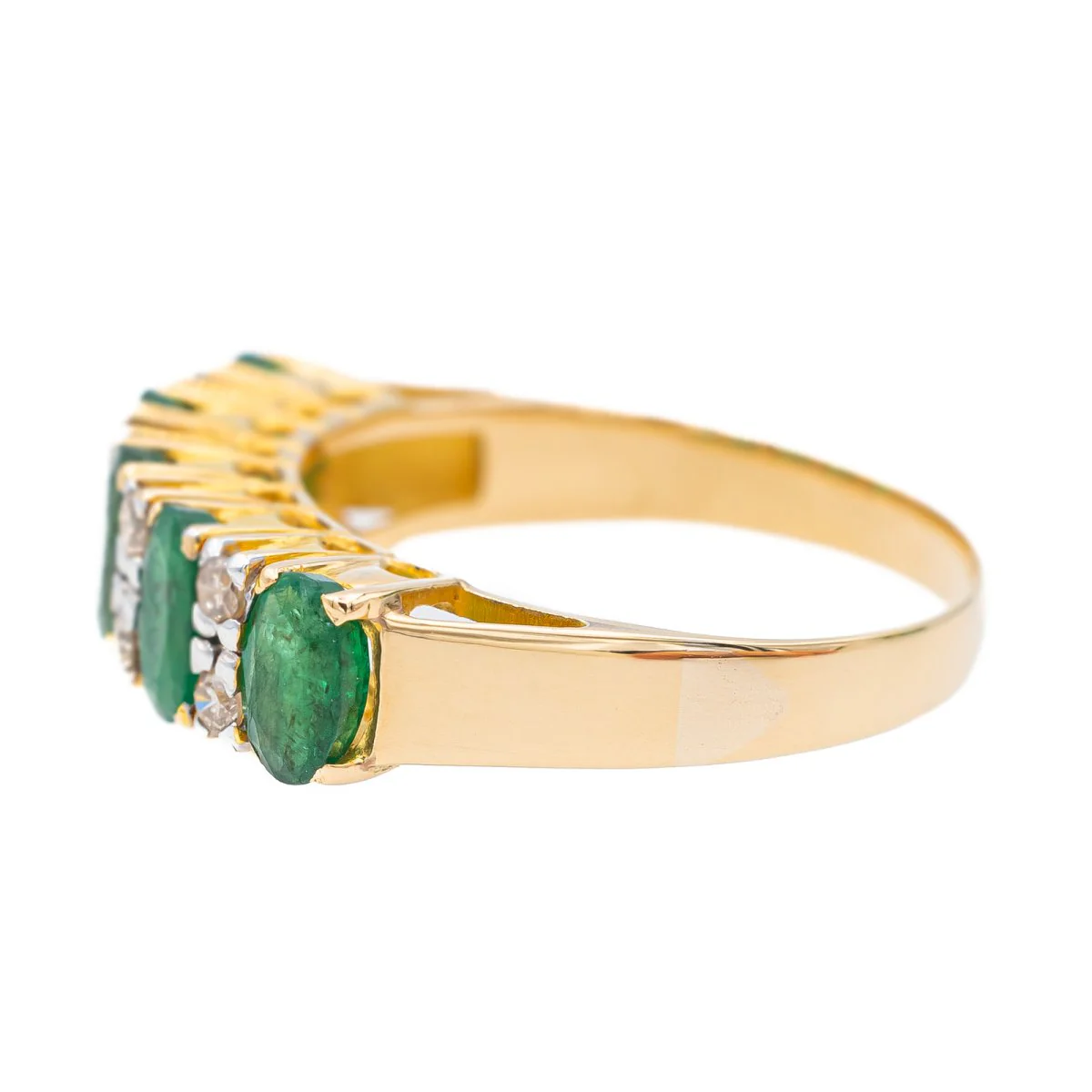 Bague en or jaune, émeraudes et diamants - Image 4