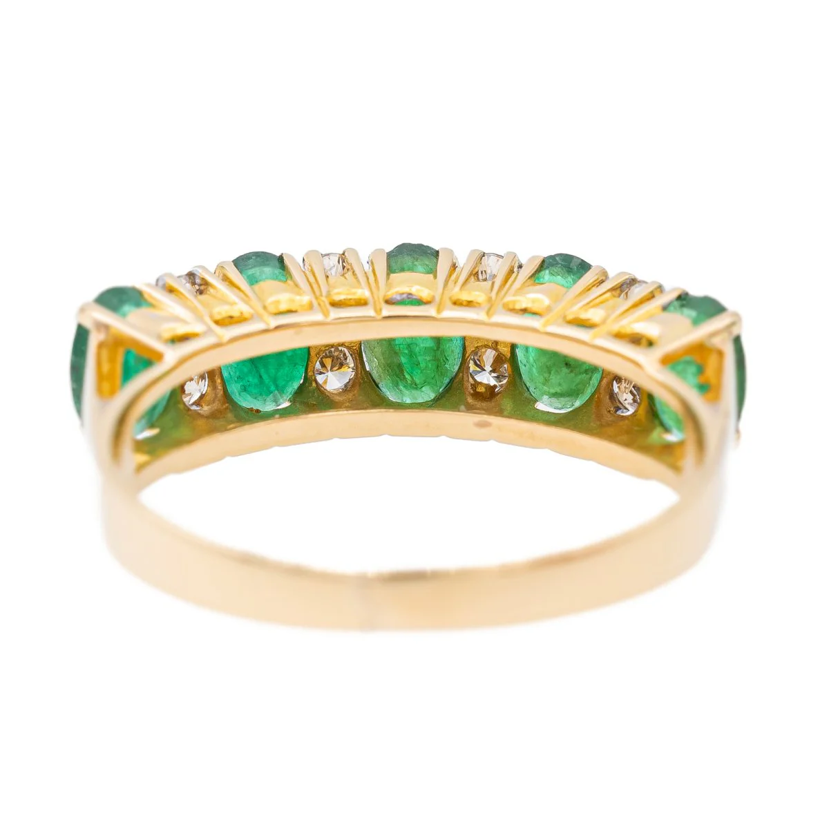 Bague en or jaune, émeraudes et diamants - Image 5