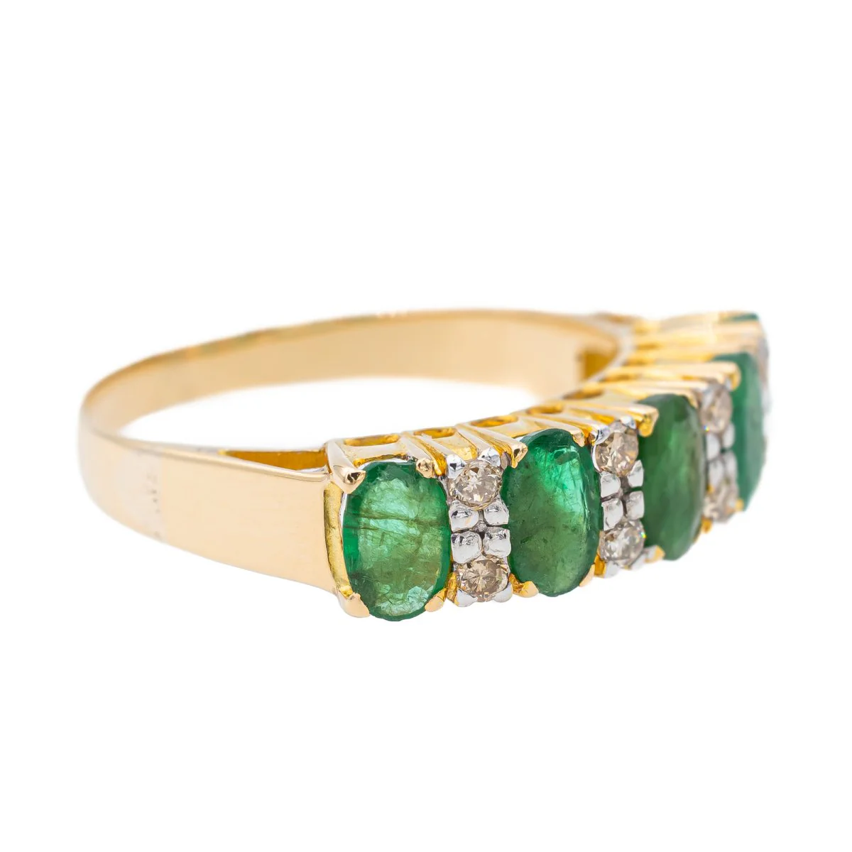 Bague en or jaune, émeraudes et diamants - Image 7