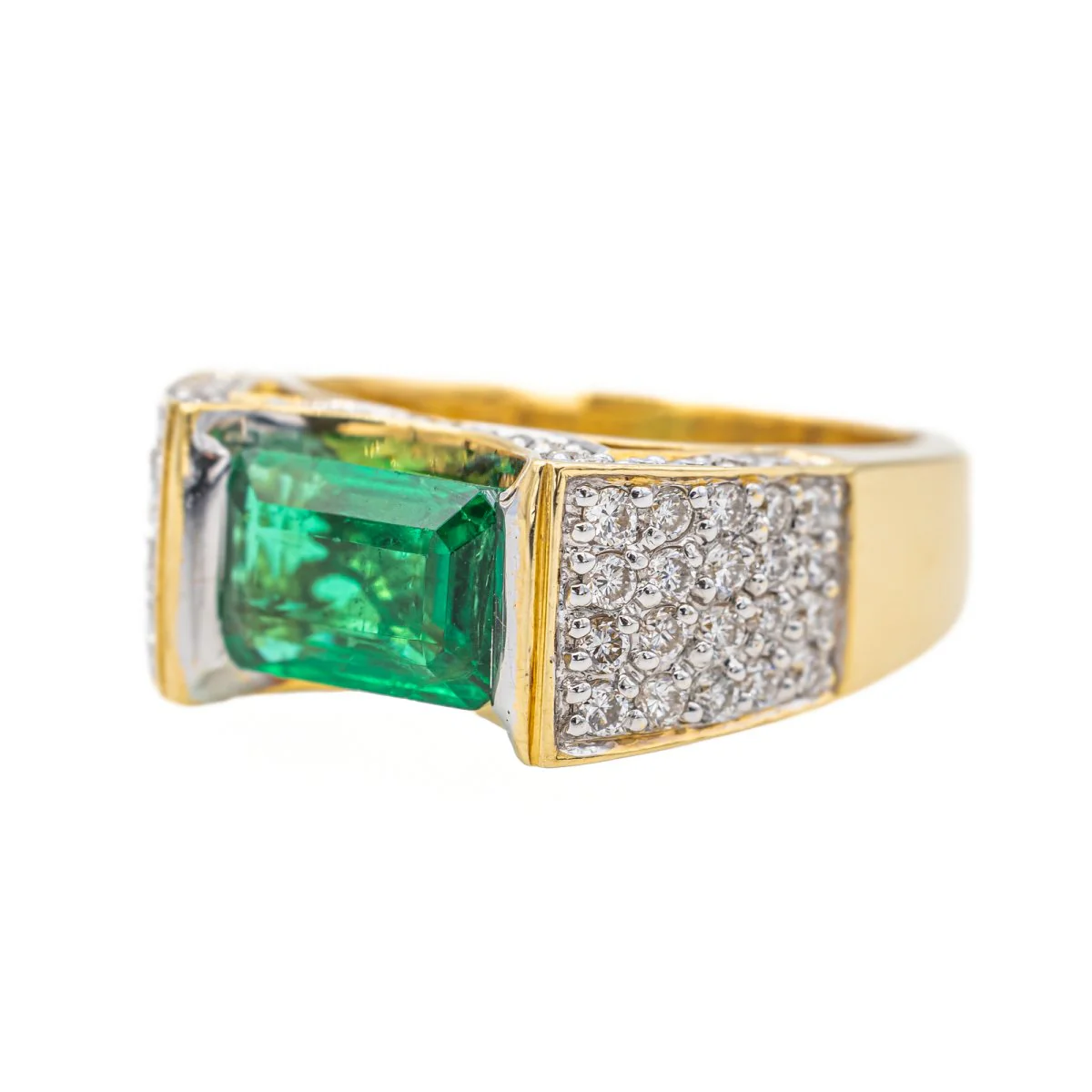 Bague Or jaune Emeraude - Image 3