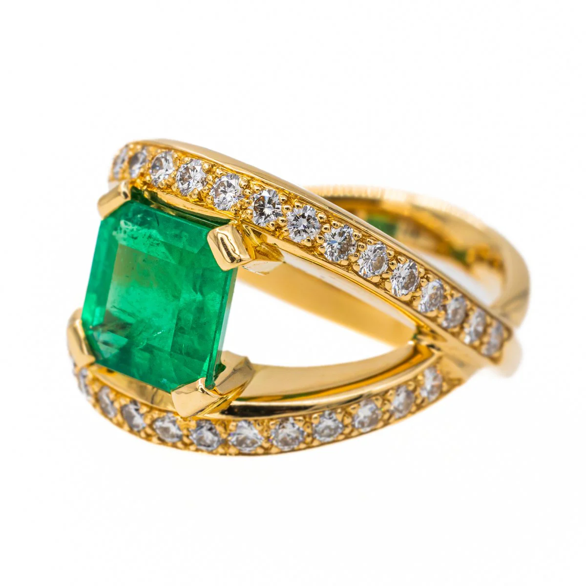 Bague Or jaune Emeraude - Image 3