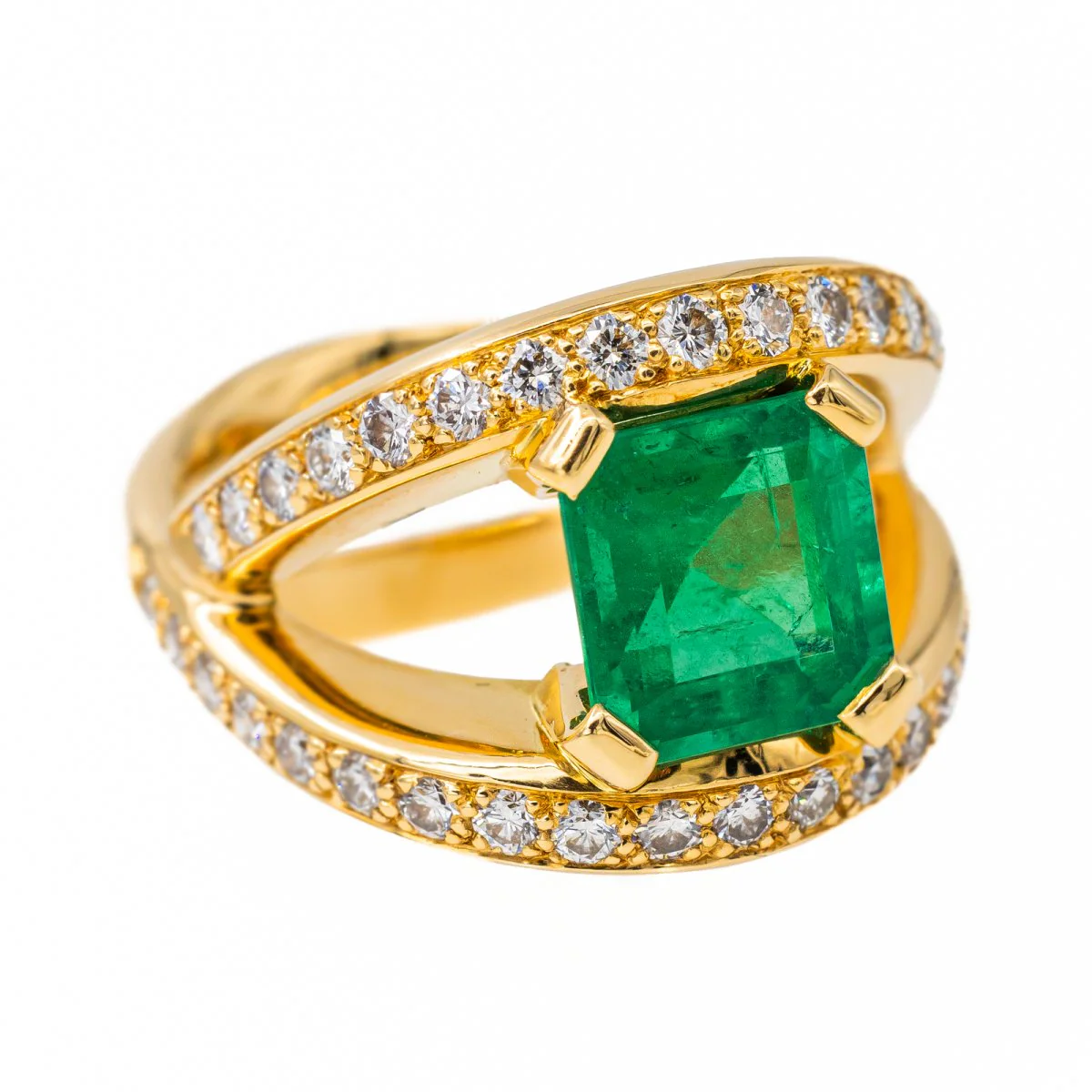 Bague Or jaune Emeraude - Image 5