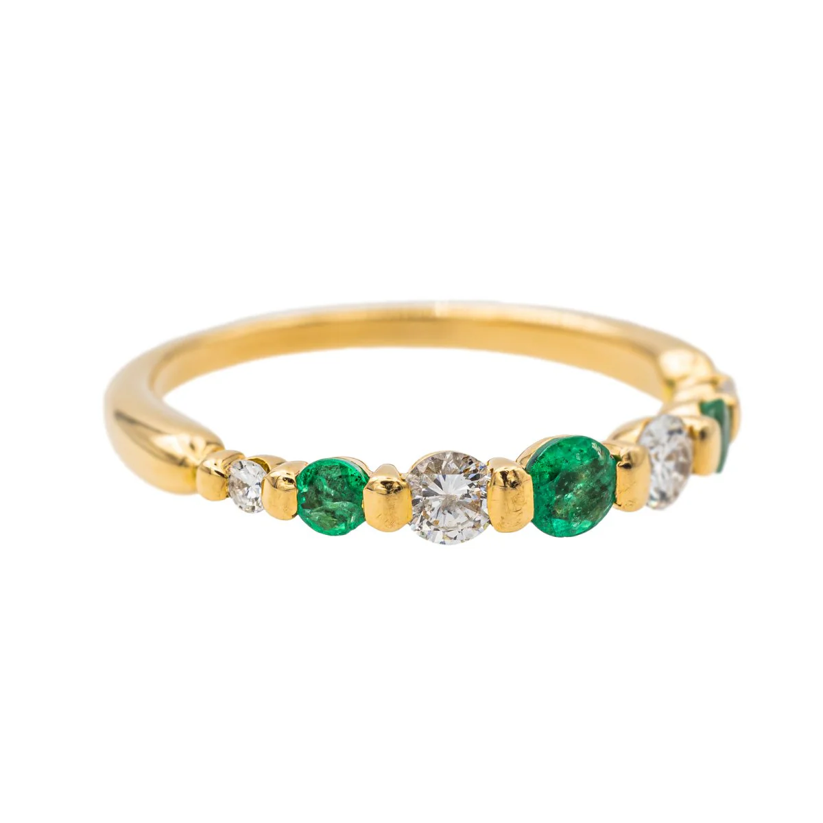 Bague en or jaune, émeraude et diamants - Image 5