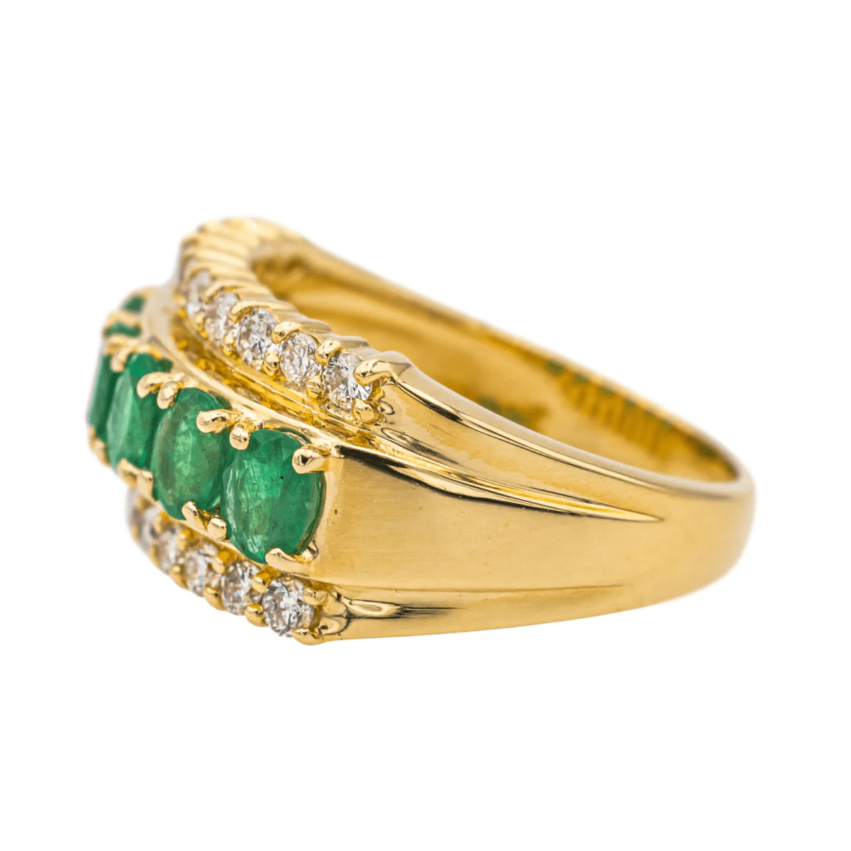 Bague en or jaune, émeraudes et diamants - Image 4