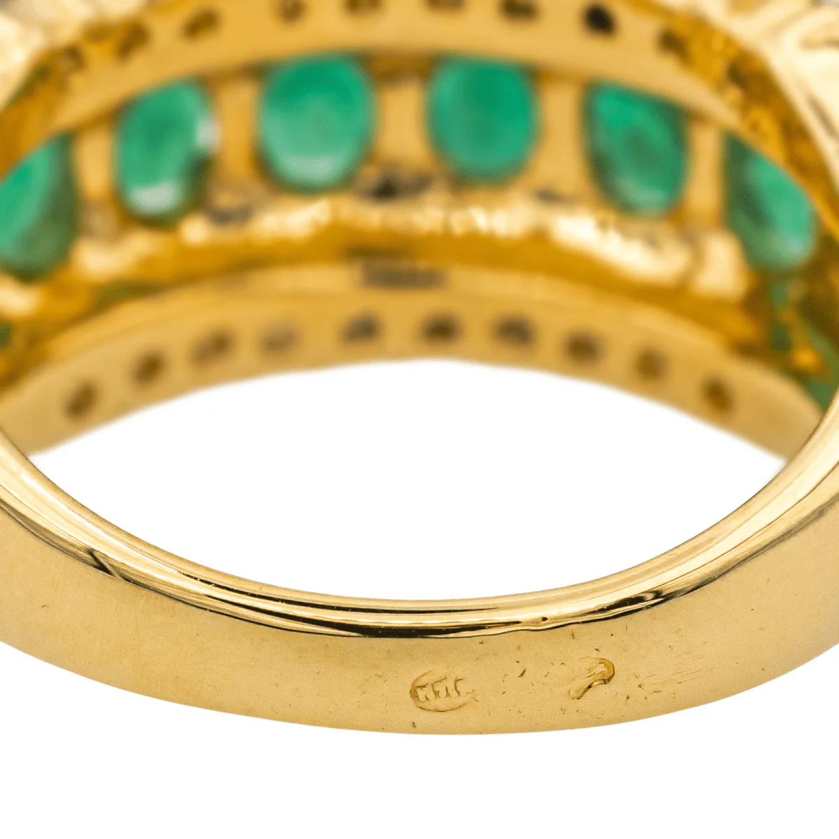 Bague en or jaune, émeraudes et diamants - Image 5