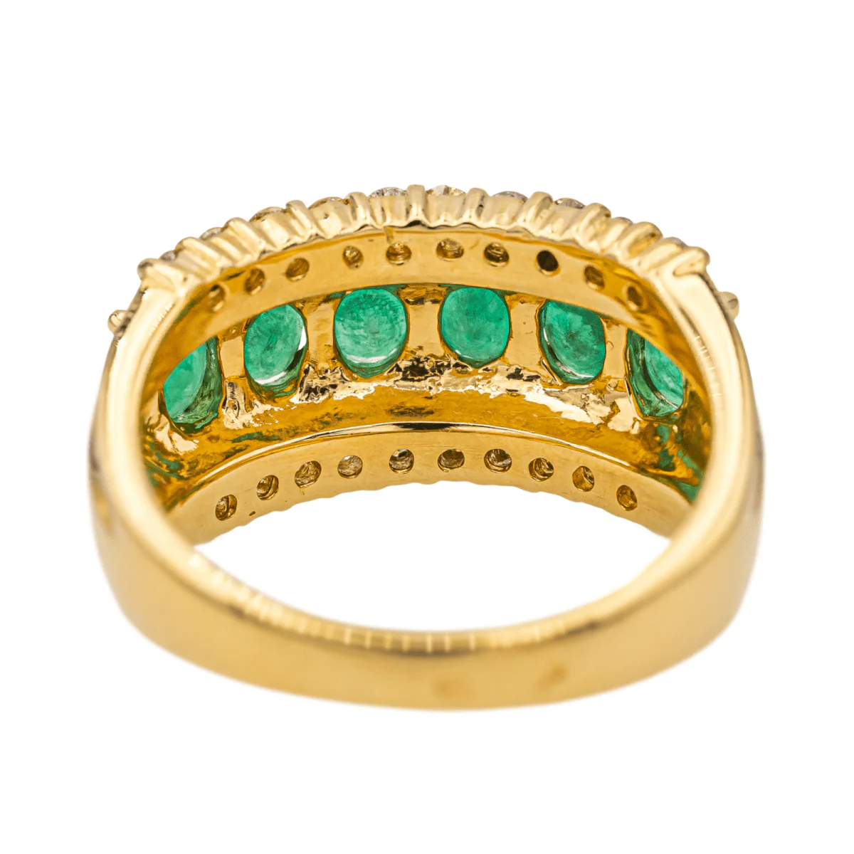 Bague en or jaune, émeraudes et diamants - Image 7