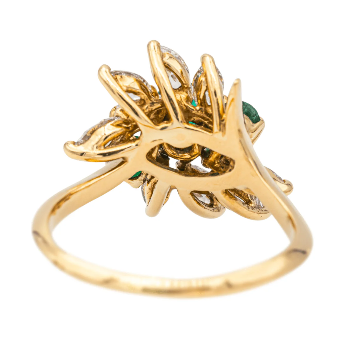 Bague Marguerite en or jaune, émeraudes et diamants - Image 5