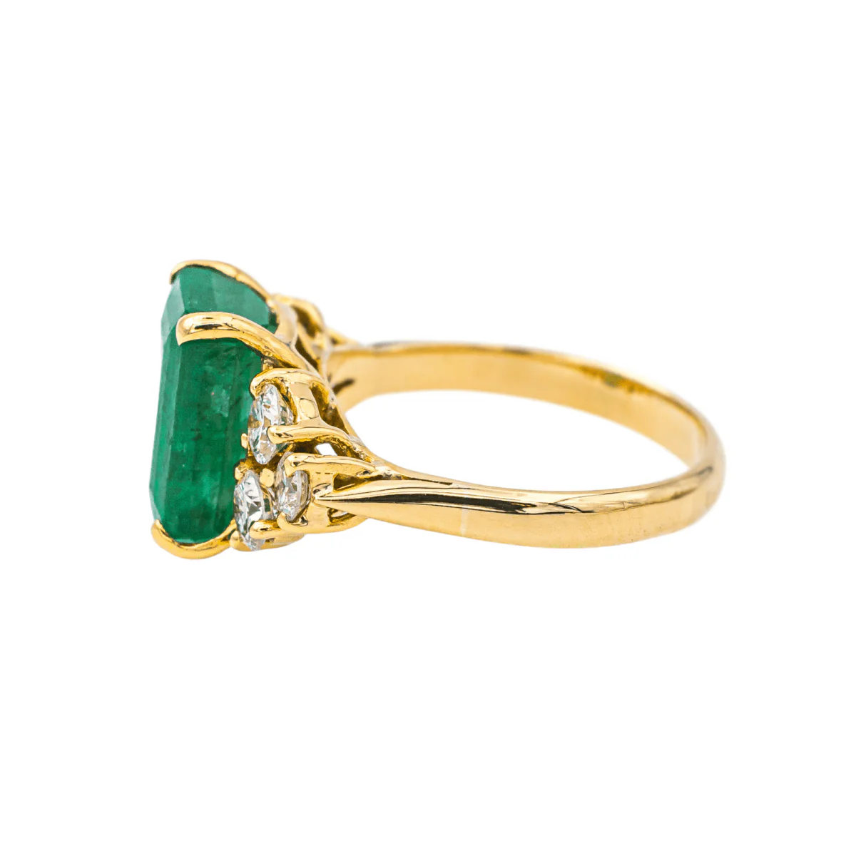 Bague Entourage en or jaune, émeraude et diamants - Image 6