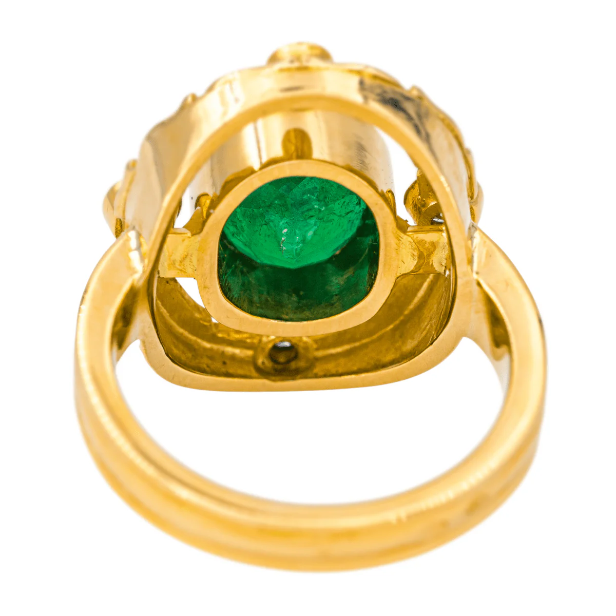 Bague Cocktail en or jaune, émeraude et diamants - Image 5