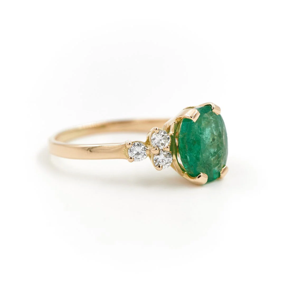Bague Or jaune Emeraude - Image 3