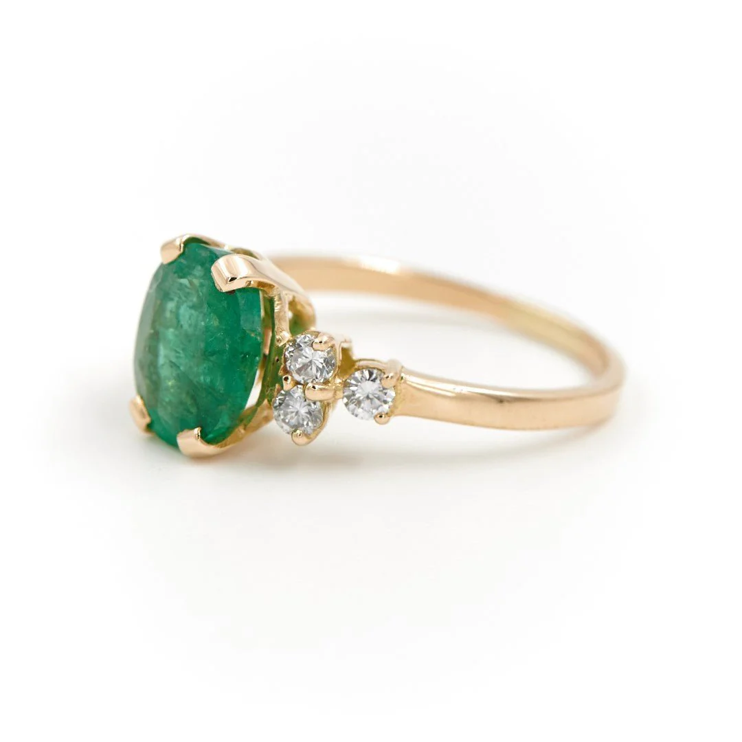 Bague Or jaune Emeraude - Image 4