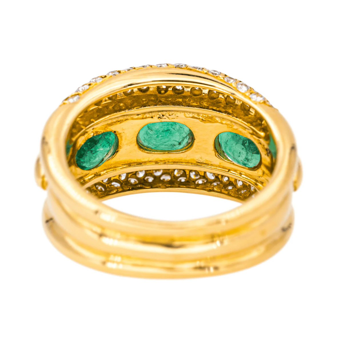 Bague Jonc en or jaune, émeraudes et diamants - Image 5