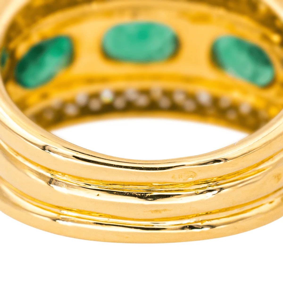Bague Jonc en or jaune, émeraudes et diamants - Image 7
