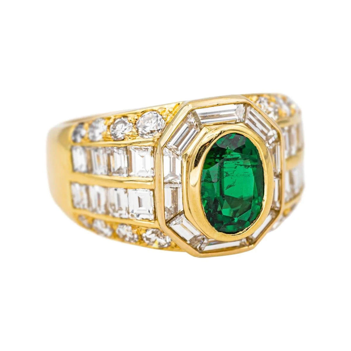 Bague Tank en or jaune, émeraude et diamants - Image 6